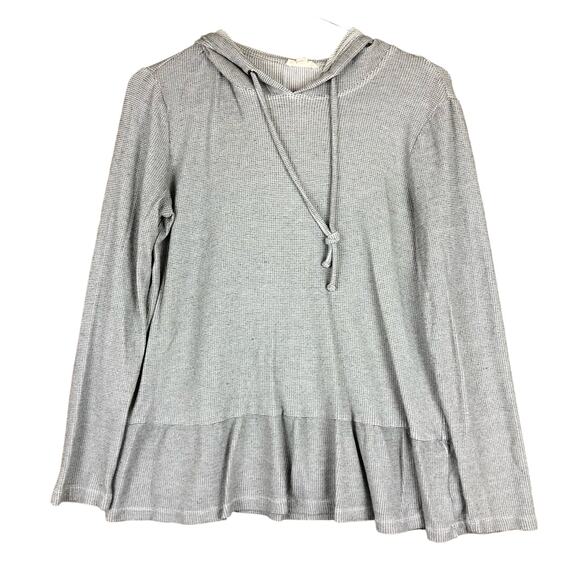 Jane and Delancey Womens Sweater Gray Hoodie Pleated  Rayon Stretch Medium - Picture 1 of 12